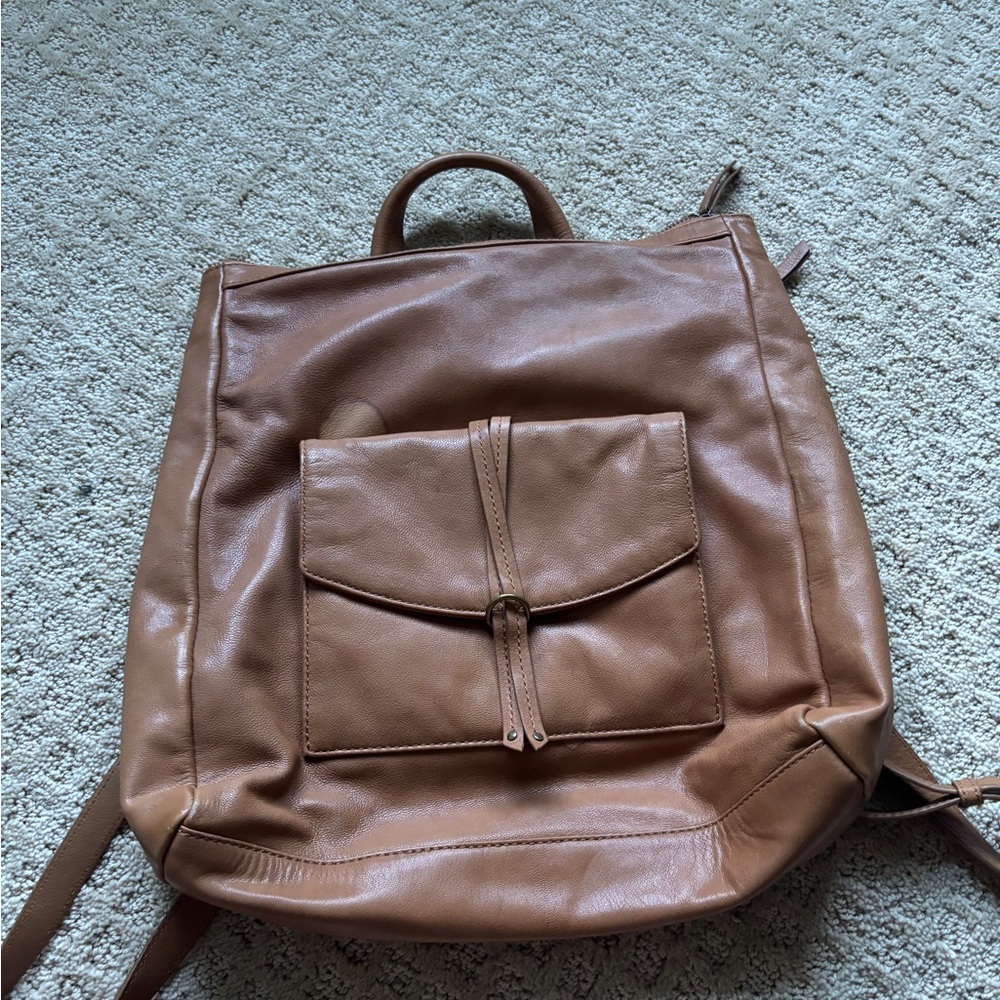 Tan Leather Backpack